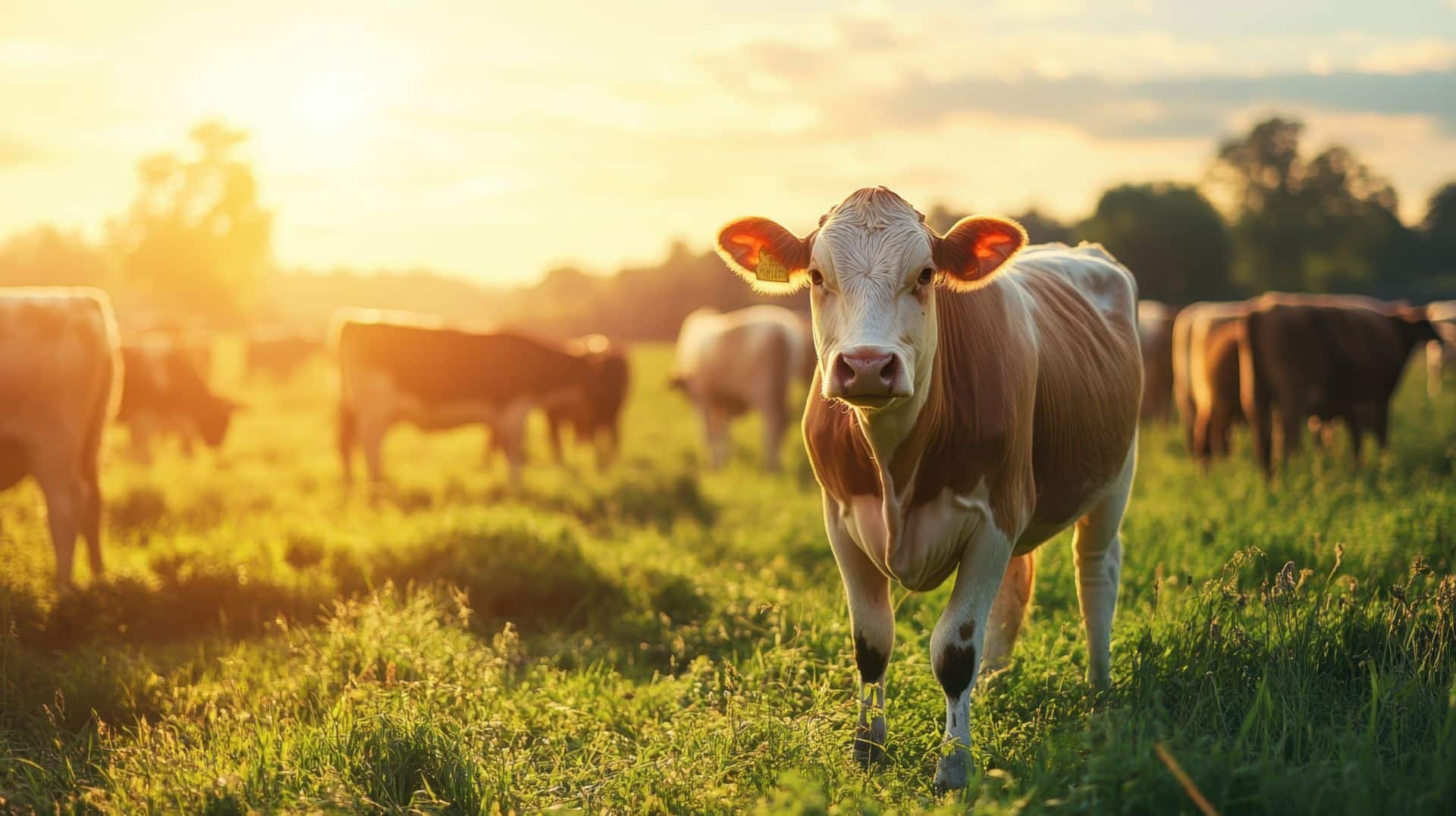 Nahaufnahme eines Rinds auf sonniger Weide – unterstreicht Bedeutung von Tierwohl und natuerlicher Futteraufnahme